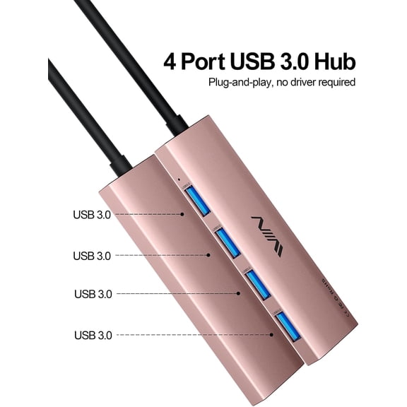 KEFENL-USB 3.0 Hub,4 Port USB Splitter Extender Portable Adapter Multiport Data Hub for Laptop,Xbox, Flash Drive,HDD,Console,Camera,Keyborad,Mouse Windows,Mac OS PC,Not Designed to Charge Devices-Pi
