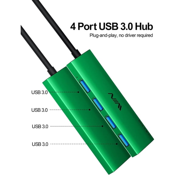 KEFENL-USB 3.0 Hub,4 Port USB Splitter Extender Portable Adapter Multiport Data Hub for Laptop,Xbox, Flash Drive,HDD,Console,Camera,Keyborad,Mouse Windows,Mac OS PC,Not Designed to Charge Devices-Gr