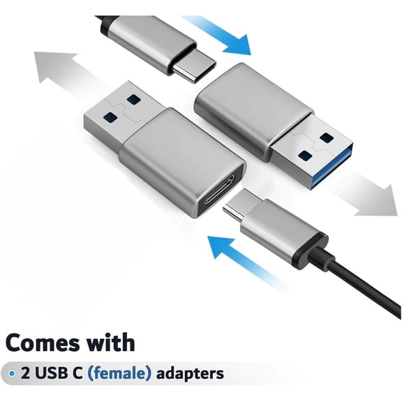 KEFENL-USB Hub, 3in1 Multi-Port - 1 USB 3.0 Port (Top) & 3 USB 2.0 Ports (Side) +2 USB C (Female) to USB 3.0 (Male) Adapters