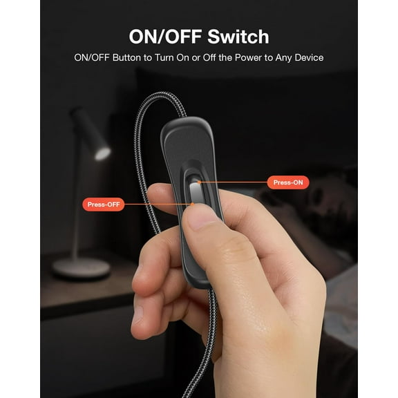 KEFENL-USB Switch Extension Cable, (Upgraded Data + Power) USB Extension Cord with On/Off Power Switch Cable for LED Strips, iOS System, etc- 3.3 FT