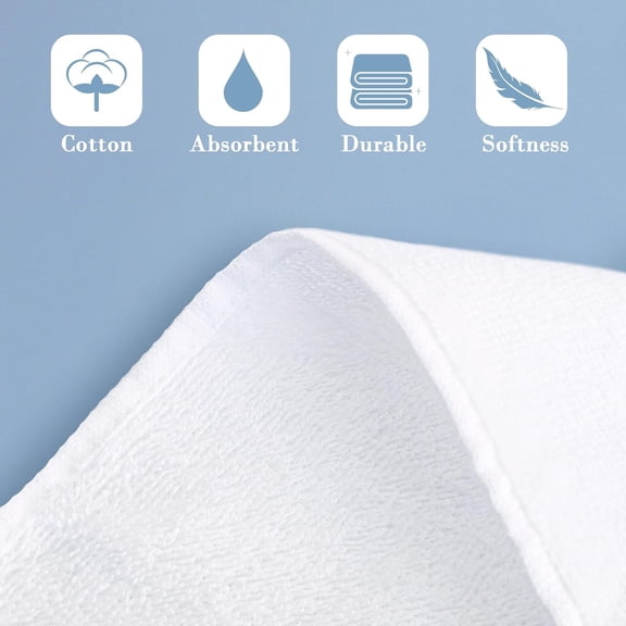 KEFENL-White Hand Towels Set of 2, 15"x25" - 100% Cotton | Soft | Absorbent | 400GSM | Light | Fluffy, Guest Towels for Bathroom | SPA | GymWhite Hand Towels with Black Trim