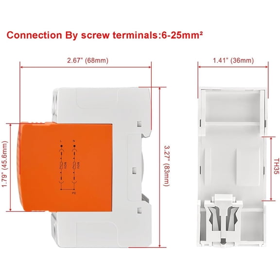 KEFENL-Whole House Surge Protector 2P, Type 2 Low-Voltage Lightning Arrester for Residential Distribution Box, 275V 20kA/40kA, 35mm DIN Rail Mount Flame-Retardant SPD (LYD1-C40/275)