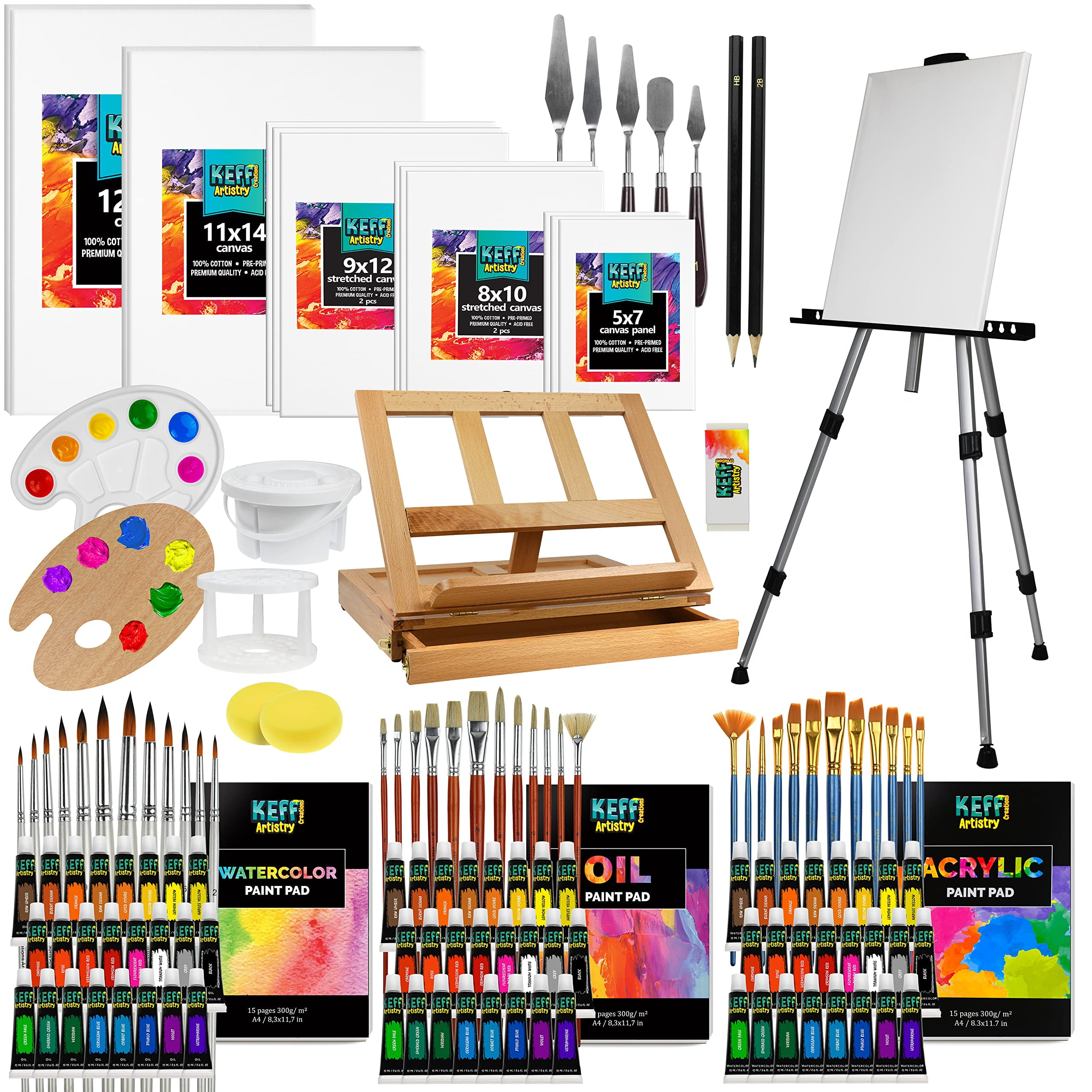 KEFF Large Super Deluxe Artists Painting Set - Professional Art Paint ...