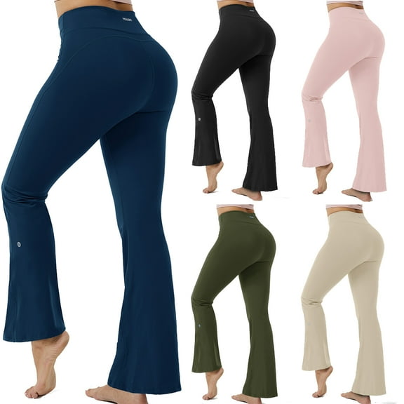 KEFIRLILY Workout Mini Flare Leggings for Women Hidden Scrunch High Waisted Seamless Gym Leggings Brinklie 30" No Front Seam Craze Gym Yoga Pants