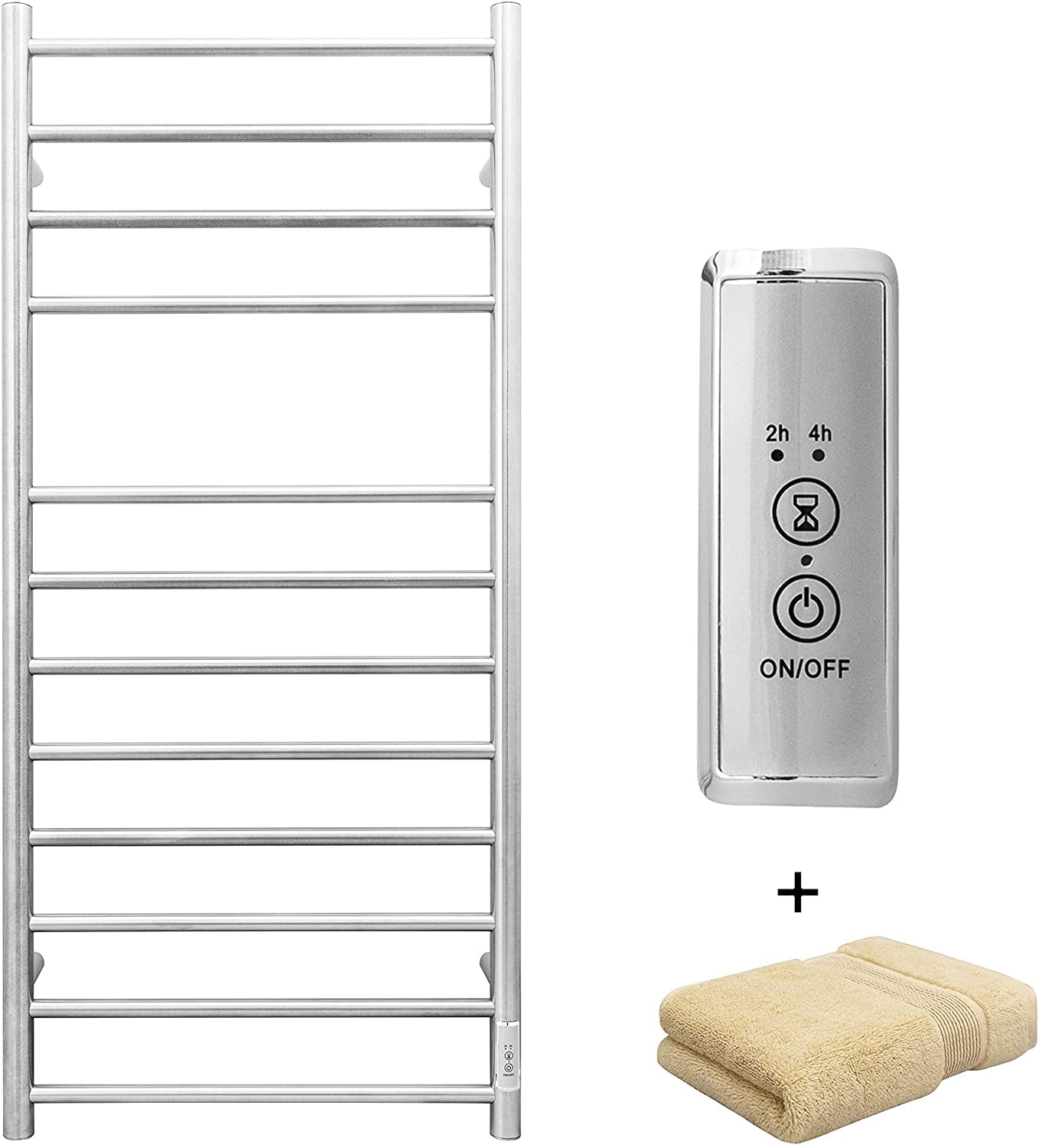 Smart Home Towel Warmer Wall Mounted With Built-in Timer 4 Bars Brushed ...