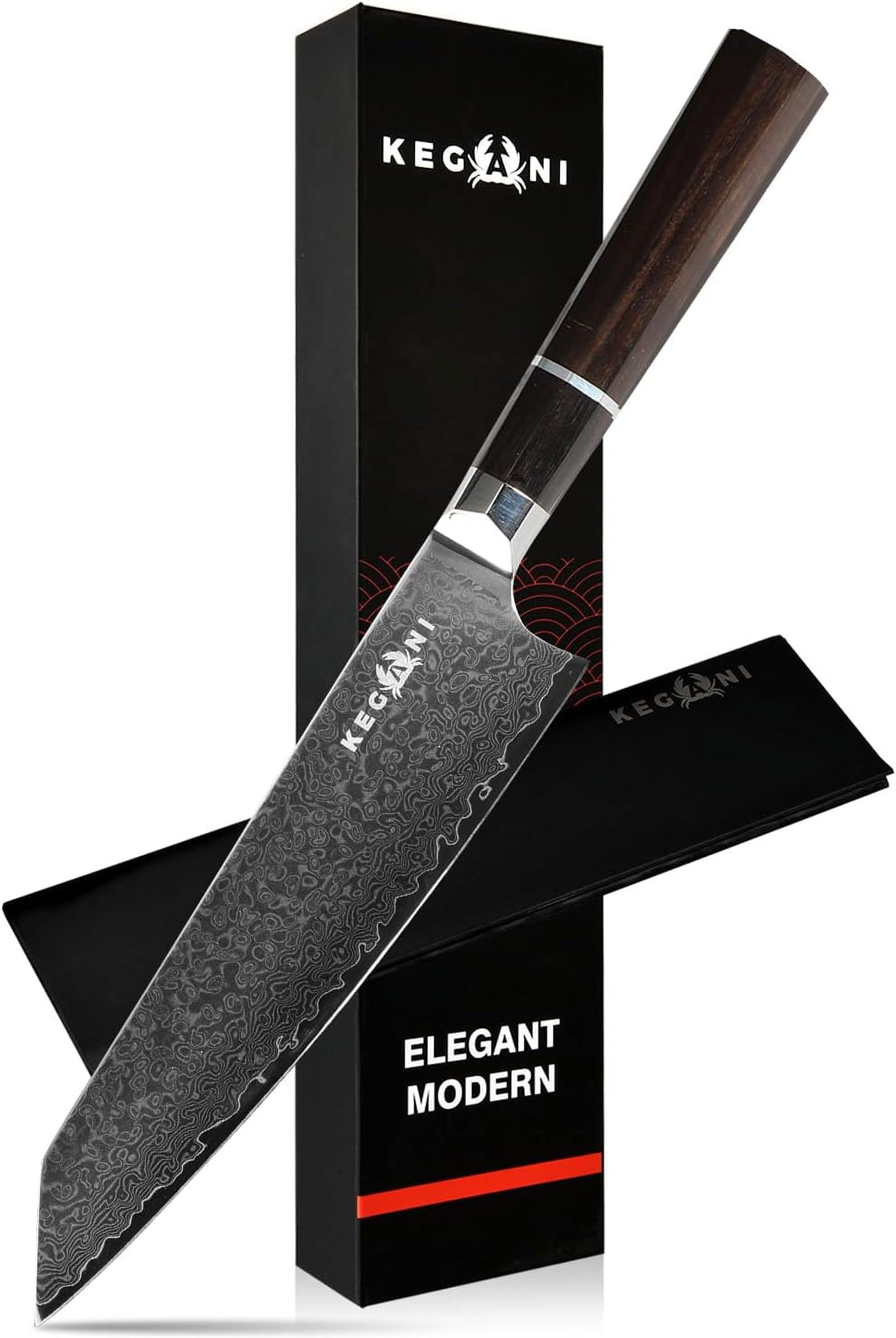 KEGANI 8" Japanese Kiritsuke Chef Knife, Japanese 67 Layers VG-10 Damascus Knife, Ebony FullTang Handle Natural Texture Japanese Knife Sushi Knife Gyuto Knife