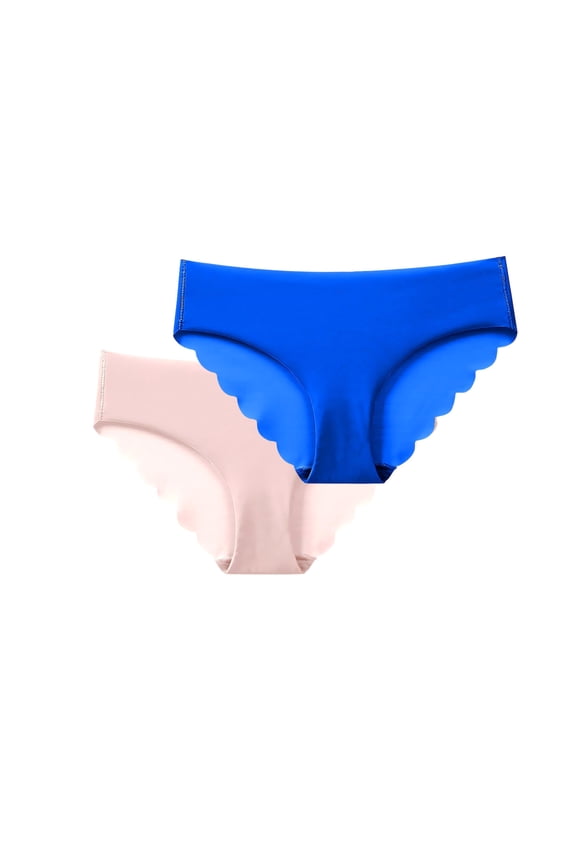 2PC Women Comfortable Underwear Ice Silk Panties Comfy Yoga Panties Exercise Briefs Blue XXL