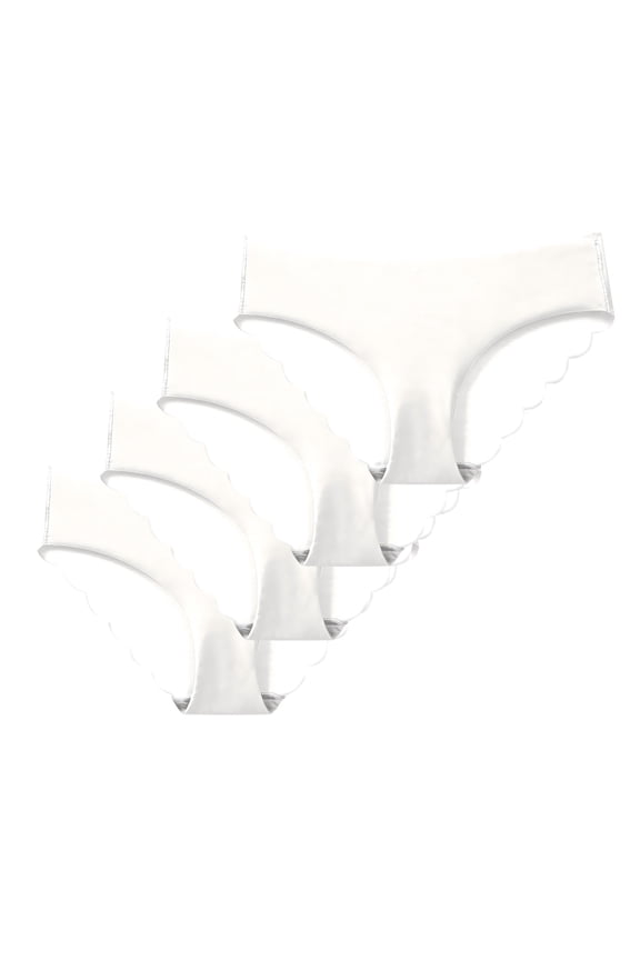 4PC Women Comfortable Underwear Ice Silk Panties Comfy Yoga Panties Exercise Briefs White XXL