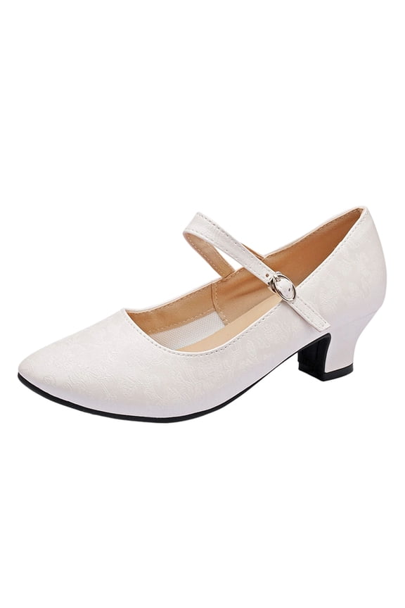 Female Teacher Latin Dance Shoes Adult Body Dance Exercise Plus Size Shoes Trendy Mid Heel Dance Shoes Beige Size 6.5