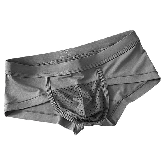 KEGIRLOM Mens Underwear Briefs Dual Pouch Briefs Ultra Soft Breathable Briefs Horizontal Fly Underwear Triangular Briefs Dark Gray XXL