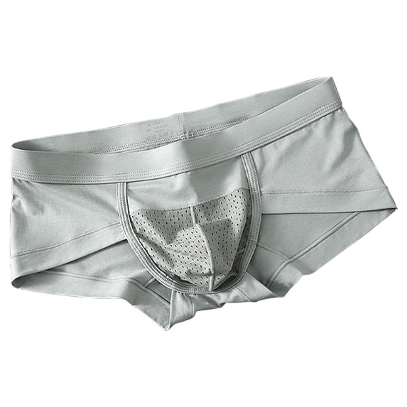 KEGIRLOM Mens Underwear Briefs Dual Pouch Briefs Ultra Soft Breathable Briefs Horizontal Fly Underwear Triangular Briefs Gray XL