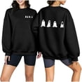 thumbnail image 1 of KEGIRLOM Oversized Halloween Sweaters for Women, Black Cat, Ghost, Pumpkin Print, Long Sleeve, Crew Neck, Halloween Outfits Black, 1 of 6