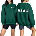 thumbnail image 1 of KEGIRLOM Oversized Halloween Sweaters for Women, Black Cat, Ghost, Pumpkin Print, Long Sleeve, Crew Neck, Halloween Outfits Green, 1 of 6