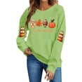 thumbnail image 1 of KEGIRLOM Oversized Halloween Thanksgiving Crewneck Sweatshirt, Pumpkin Fall Graphic Sleeve Print, Spooky Season Casual Outfit Green Pullover, 1 of 5
