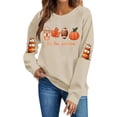 thumbnail image 1 of KEGIRLOM Oversized Halloween Thanksgiving Crewneck Sweatshirt, Pumpkin Fall Graphic Sleeve Print, Spooky Season Casual Outfit Khaki Pullover, 1 of 5
