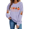 thumbnail image 1 of KEGIRLOM Oversized Halloween Thanksgiving Crewneck Sweatshirt, Pumpkin Fall Graphic Sleeve Print, Spooky Season Casual Outfit Purple Pullover, 1 of 5