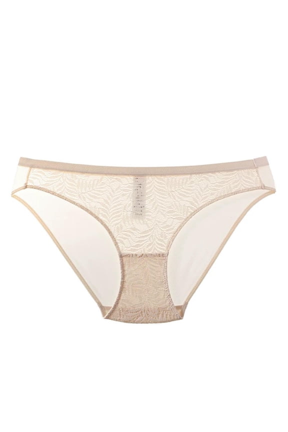 Underwear French Thin Perspective Mesh Lace Underwear Cropping Hip Lifting Low Waist Underwear Beige M