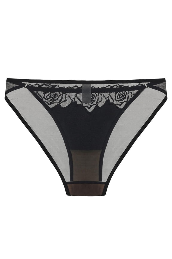 Underwear French Thin Perspective Mesh Lace Underwear Cropping Hip Lifting Low Waist Underwear Black M