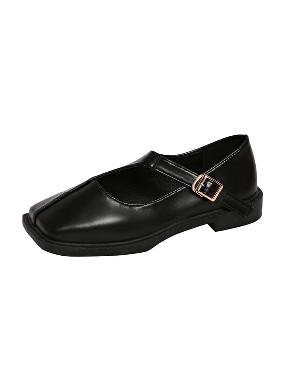 Women Casual Versatile Cool And Eye-Catching Lightweight And French English Small Leather Shoes Shoe Black Size 7