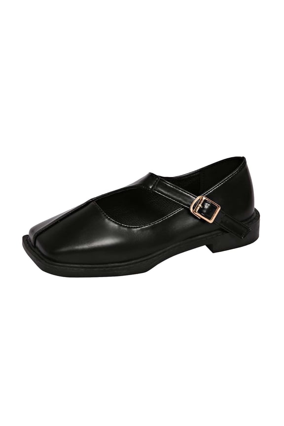 Women Casual Versatile Cool And Eye-Catching Lightweight And French English Small Leather Shoes Shoe Black Size 7