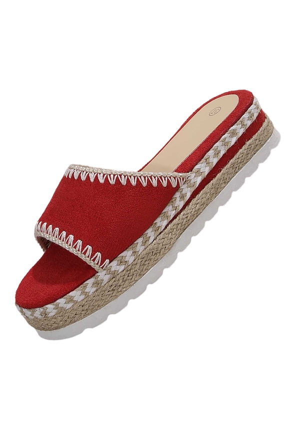 Women Fashionable And Casual Solid Color Versatile Round Toe Comfortable And Breathable Shoes Flat Shoes Red 6
