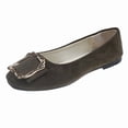 thumbnail image 1 of KEGIRLOM Women Fashionable And Casual Spring Candy Colored Work Shoes Solid Color Buckle Flat Bottom Multi-Color Plus Size Cloth Shoes Army Green 7, 1 of 4