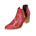 thumbnail image 1 of KEGIRLOM Women Fashionable And Casual Western Cowboy Low Heel Short Tube And Bare Boots Red 9.5, 1 of 9
