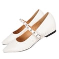 thumbnail image 1 of KEGIRLOM Women Fashionable And Casual All-Match Large-Size British-Style Thick-Heeled Buckle Round-Toe Comfortable Buckle Inner-Heightening Shoes Beige 8.5, 1 of 9