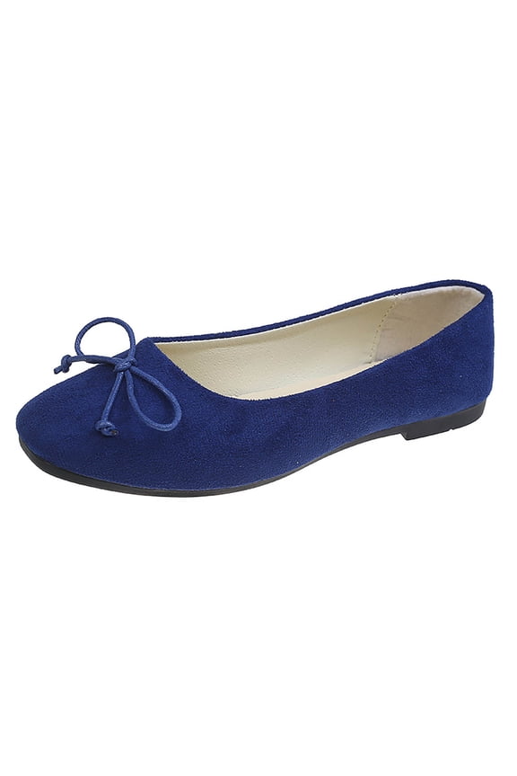Women Fashionable Casual Spring Candy-Colored French Flat Bowknot Shallow-Mouth Flat Shoes Blue 6.5