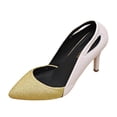 thumbnail image 1 of KEGIRLOM Women Spring/Summer Trendy Pointed Color Blocked Fine Heel Hollow Large High Heels Gold 7, 1 of 9