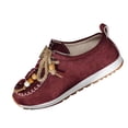 thumbnail image 1 of KEGIRLOM Women's Casual Versatile Bohemian Style Rope Knot Beaded Thick-Soled Shoes Fall And Winter Trendy Multi-Color Wedge Heels Wine Size 9.5, 1 of 9