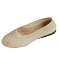 thumbnail image 1 of KEGIRLOM Women's Casual Versatile Cool Breathable Shallow Mouth Fashionable Fall And Winter Style Trendy Flying Woven Fabric Flat Shoes Beige Size 7.5, 1 of 6
