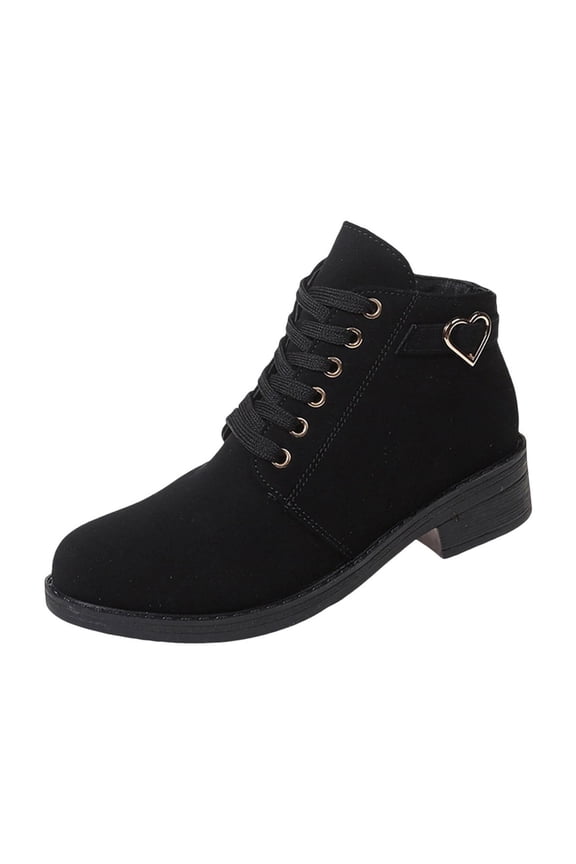 Women's Casual Versatile Cool British Style Classic Nubuck Material Fashionable Fall And Winter Style Trendy Comfortable Low-Heeled Short Boots Black 7