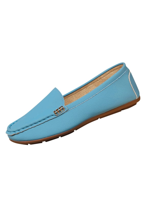 Women's Casual Versatile Cool Eye-Catching Lightweight Shallow Round Toe Fall And Winter Style Comfortable Flat Shoes Sky Blue Size 7.5