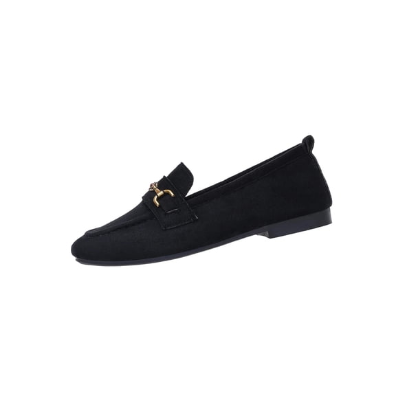 KEGIRLOM Women's Casual Versatile Plus-Size Shoes Round Toe Spring/Summer Style Trendy Comfortable Low-Heeled. Black 7