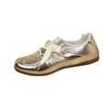 thumbnail image 1 of KEGIRLOM Women's Comfortable Matching Shoes Round Toe Flat Lace-Up Casual Shoes Gold 9, 1 of 9