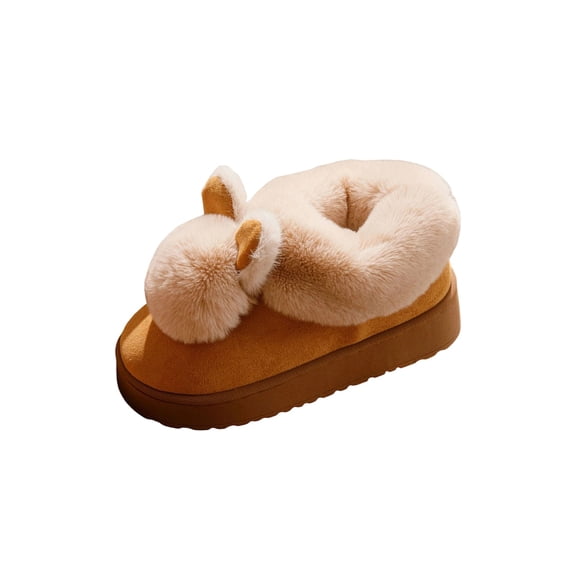 KEGIRLOM Women's Fall And Winter Fashionable Casual Indoor/Outdoor Warm Shoes Friendly Snow Boots Brown Size 6.5-7