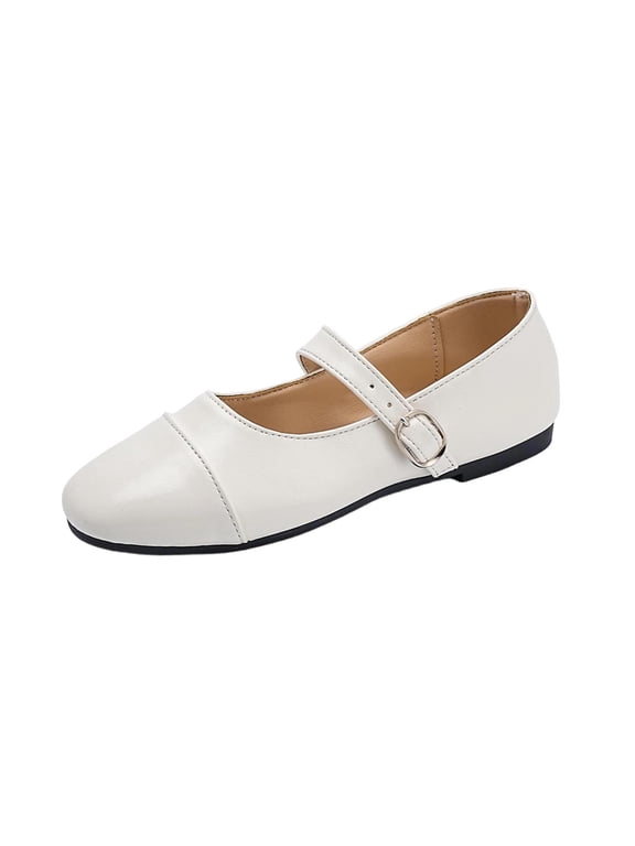 Women's Fashion Casual All-Season Solid Color Round-Toe Soft Soles Flat Soles White 6