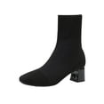thumbnail image 1 of KEGIRLOM Women's Fashion Casual Knitted Elastic Socks Boots Solid Color Pointed Toe Heel High Heel Ankle Boots Black Size 5.5, 1 of 7