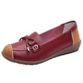 thumbnail image 1 of KEGIRLOM Women's Fashion Casual Soft Sole Soft Shoes Comfortable Toe Loafers Flat Shoes Wine 9.5, 1 of 9