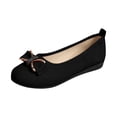 thumbnail image 1 of KEGIRLOM Women's Fashion Casual Spring And Summer Bow Round Toe Slip-On Breathable Shallow Mouth Low Heel Flat Shoes Black 5.5, 1 of 7