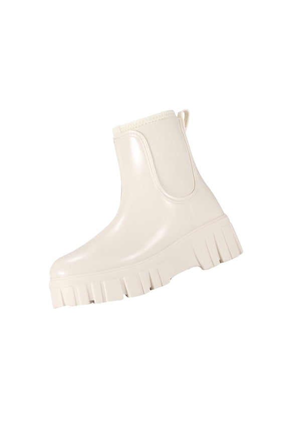 Women's Fashion Casual Spring And Summer Japanese Style Rainy Day Wear Solid Color Waterproof Non- Mid-Tube Rain Boots White 5.5