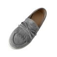 thumbnail image 1 of KEGIRLOM Women's Fashion Casual Spring Style Solid Color Shallow Mouth Outdoor Wear All-Match One-Foot Loafers Flat Bottom Round Toe Moccasins Shoes Gray 9.5, 1 of 9