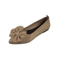 thumbnail image 1 of KEGIRLOM Women's Fashion Casual Spring And Summer Flying Woven Shoes Solid Color Bow Breathable Pointed Toe Flat Bottom Wedge Heel One-Foot Shoes Khaki 7.5, 1 of 9