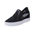 thumbnail image 1 of KEGIRLOM Women's Fashion Casual Spring And Summer Mesh Breathable Solid Color Rhinestone Round Toe Closed Toe Slip-On Thick-Soled Wedge Heel Sandals Black 6.5, 1 of 9