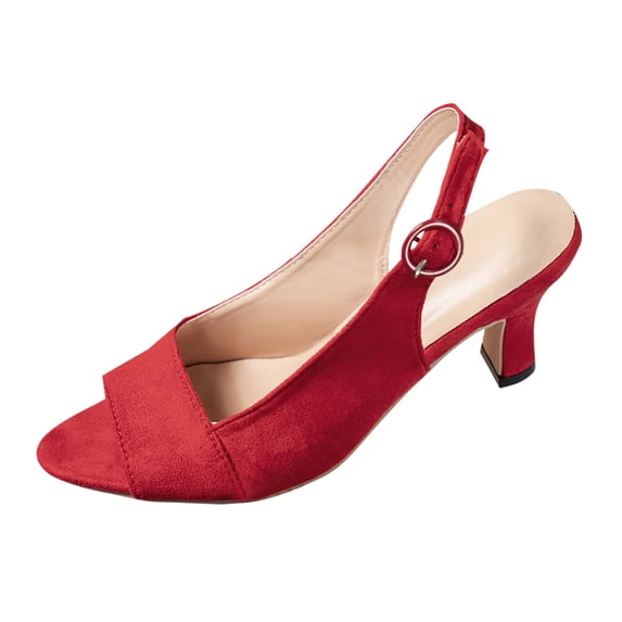 KEGIRLOM Women's Fashion Casual Spring And Summer Style Solid Color Versatile Outdoor Wear Shallow Mouth Pointed Toe Closed Toe Sandals High Heels Red 9.5