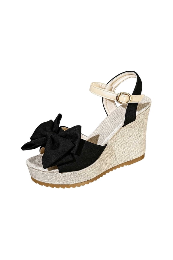 Women's Fashion Casual Summer Arrival Solid Color Trendy Versatile High Heel Sandals Black 5.5