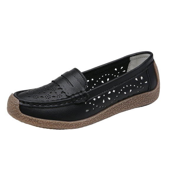 KEGIRLOM Women's Fashion Casual Summer Style -On Lightweight Non- Shoes Casual Toe Shoes Black 6