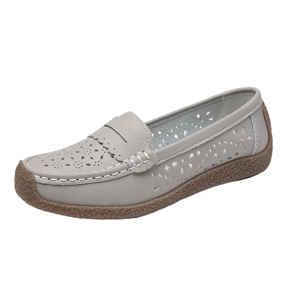 KEGIRLOM Women's Fashion Casual Summer Style -On Lightweight Non- Shoes Casual Toe Shoes Gray 6