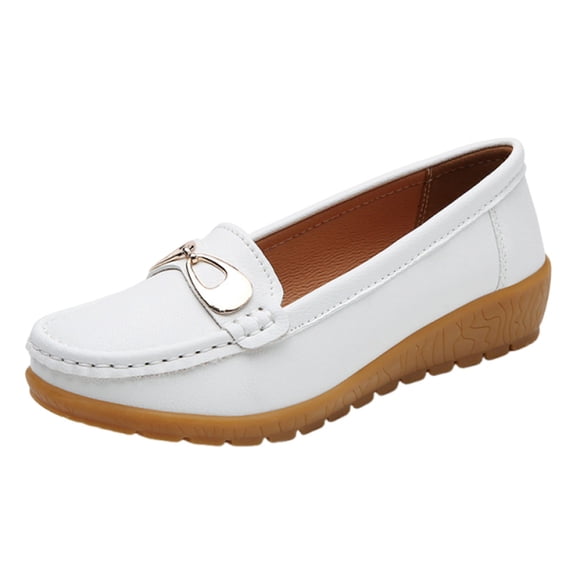 KEGIRLOM Women's Fashion Casual Summer Style Slip-On Lightweight Non-Slip Shoes Casual Toe Shoes White 9